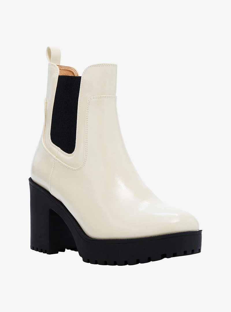 Chinese Laundry Cream & Black Heel Boots