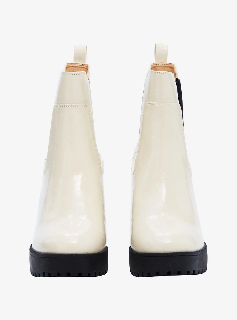 Chinese Laundry Cream & Black Heel Boots