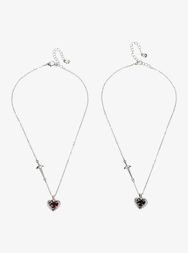 Social Collision® Heart Gem Sword Best Friend Necklace Set