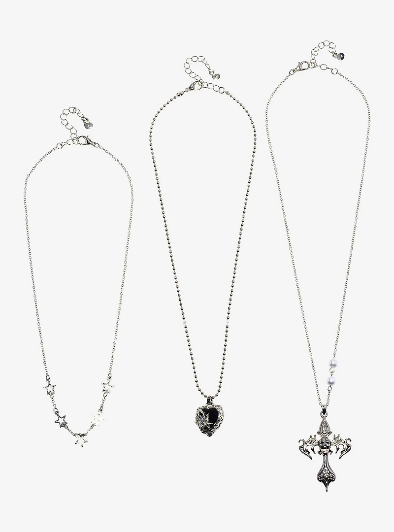 Social Collision® Skull Cross Heart Necklace Set