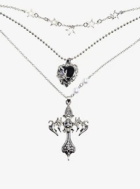 Social Collision® Skull Cross Heart Necklace Set