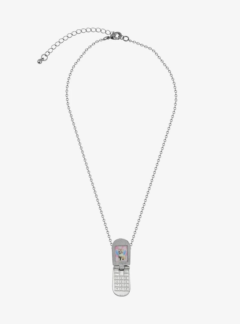 Sweet Society Cat Flip Phone Pendant Necklace