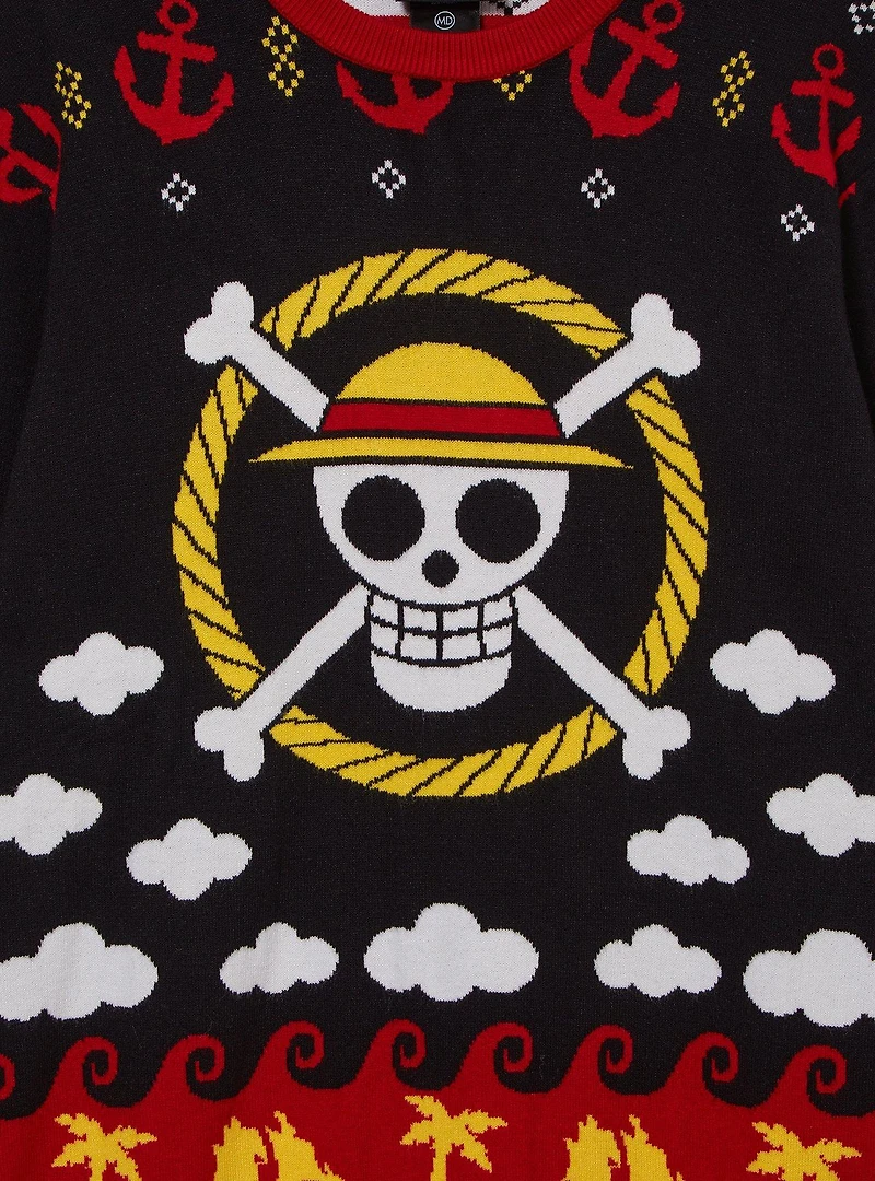 One Piece Straw Hat Jolly Roger Patterned Sweater - BoxLunch Exclusive