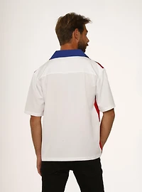 White Red Blue Button-Up Shirt