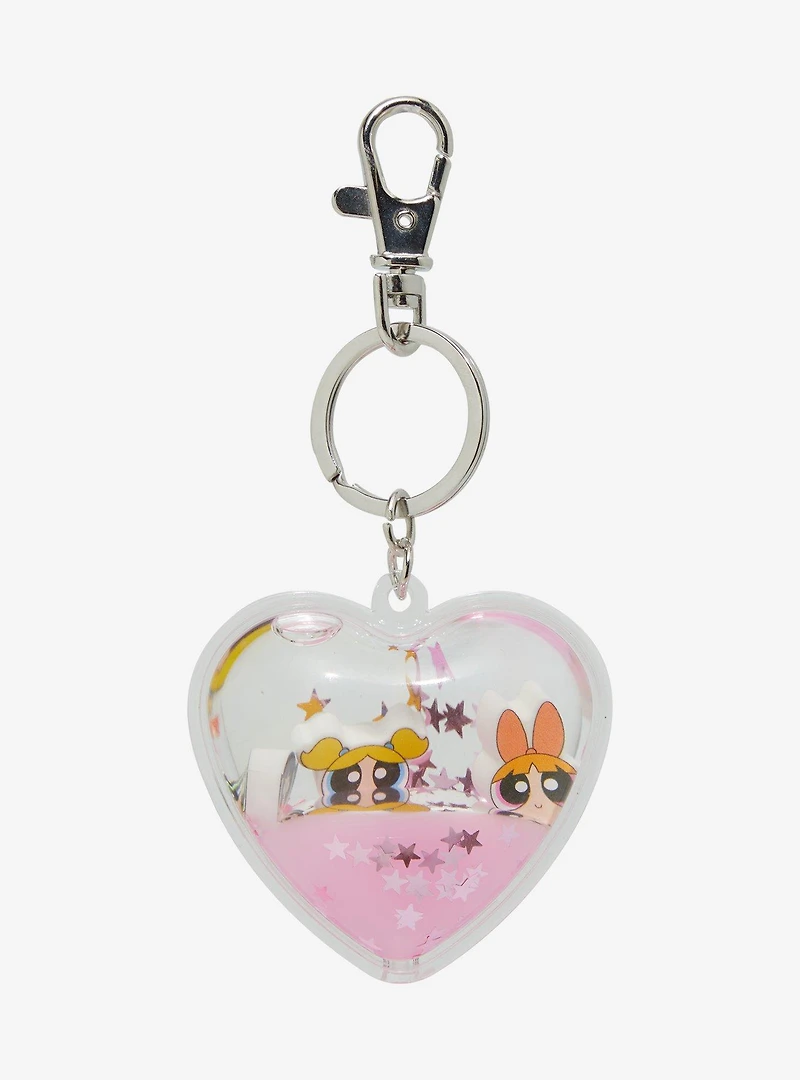 The Powerpuff Girls Glitter 3D Floating Heart Keychain