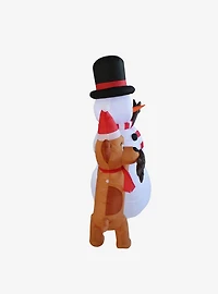 Animated Puppy and Snowman Inflatable Decor