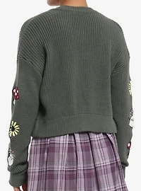 Thorn & Fable Mushroom Ghost Girls Crop Cardigan & Tank Top Set