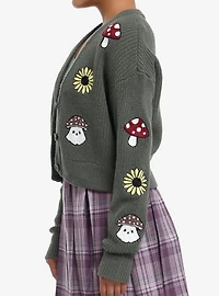 Thorn & Fable Mushroom Ghost Girls Crop Cardigan & Tank Top Set