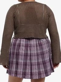 Thorn & Fable Mushrooms Tie-Front Girls Crop Cardigan Plus Size