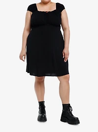 Social Collision Red Rosette Black Babydoll Dress Plus Size