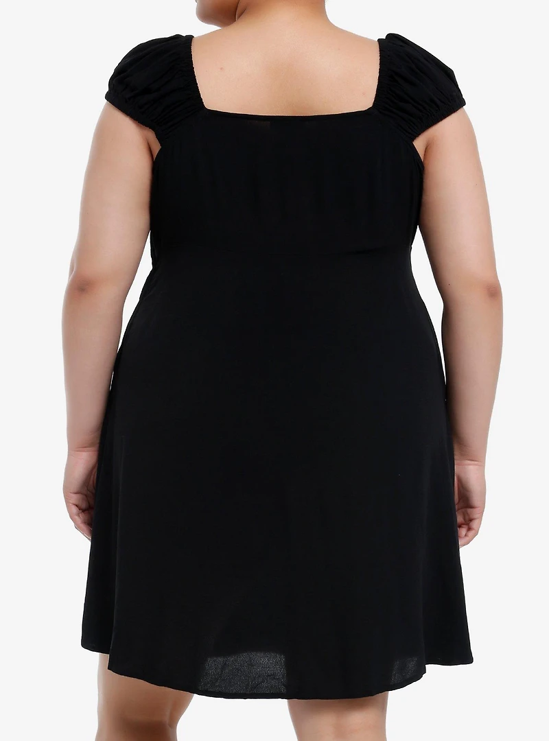 Social Collision Red Rosette Black Babydoll Dress Plus Size