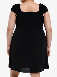 Social Collision Red Rosette Black Babydoll Dress Plus Size