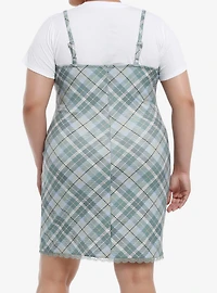 Teal Plaid Twofer Dress Plus Size