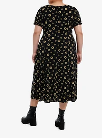 Thorn & Fable Yellow Sunflower Empire Midi Dress Plus Size
