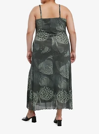 Thorn & Fable Green Butterfly Slit Maxi Dress Plus Size