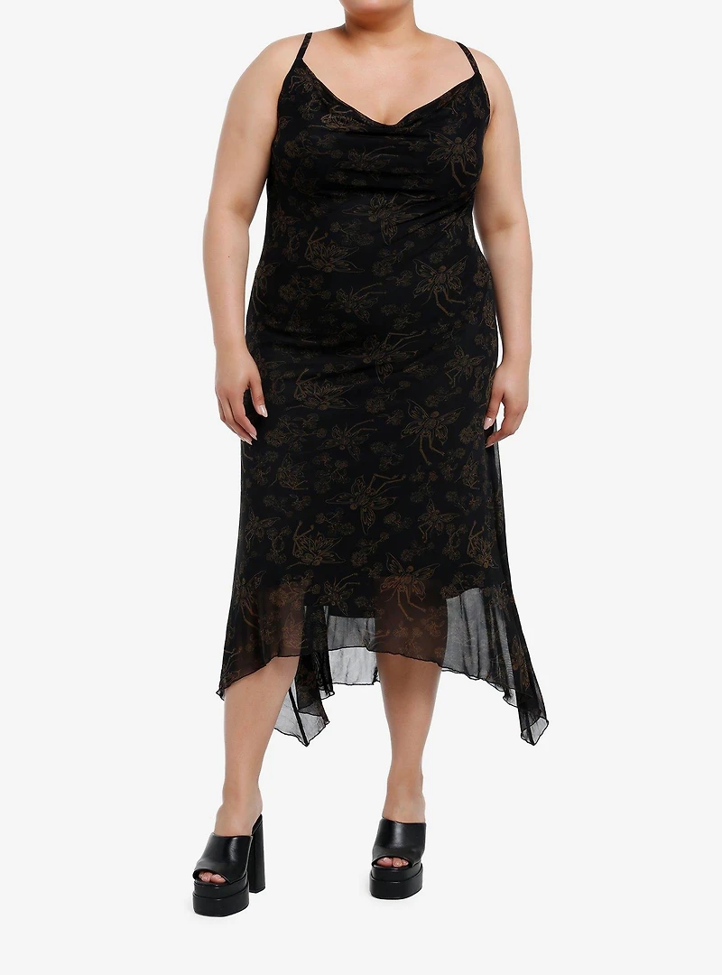 Thorn & Fable Skeleton Fairy Hanky Hem Maxi Slip Dress Plus Size