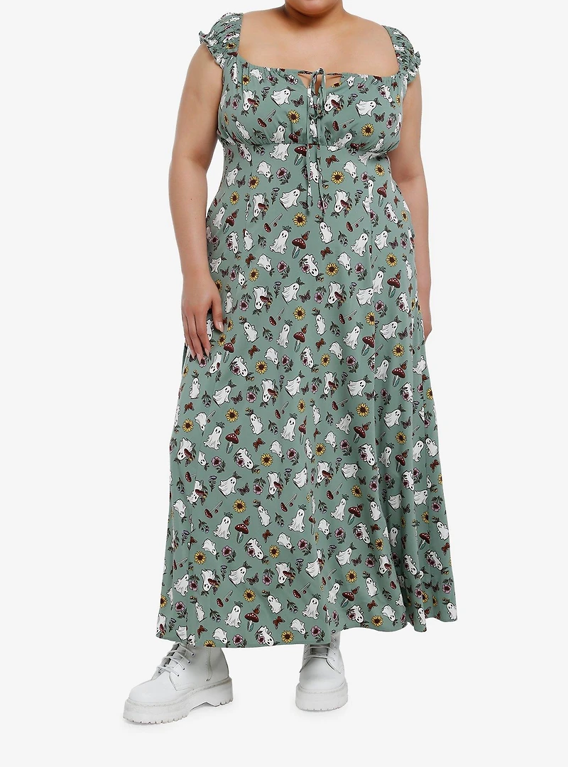 Thorn & Fable Mushroom Ghost Empire Maxi Dress Plus Size