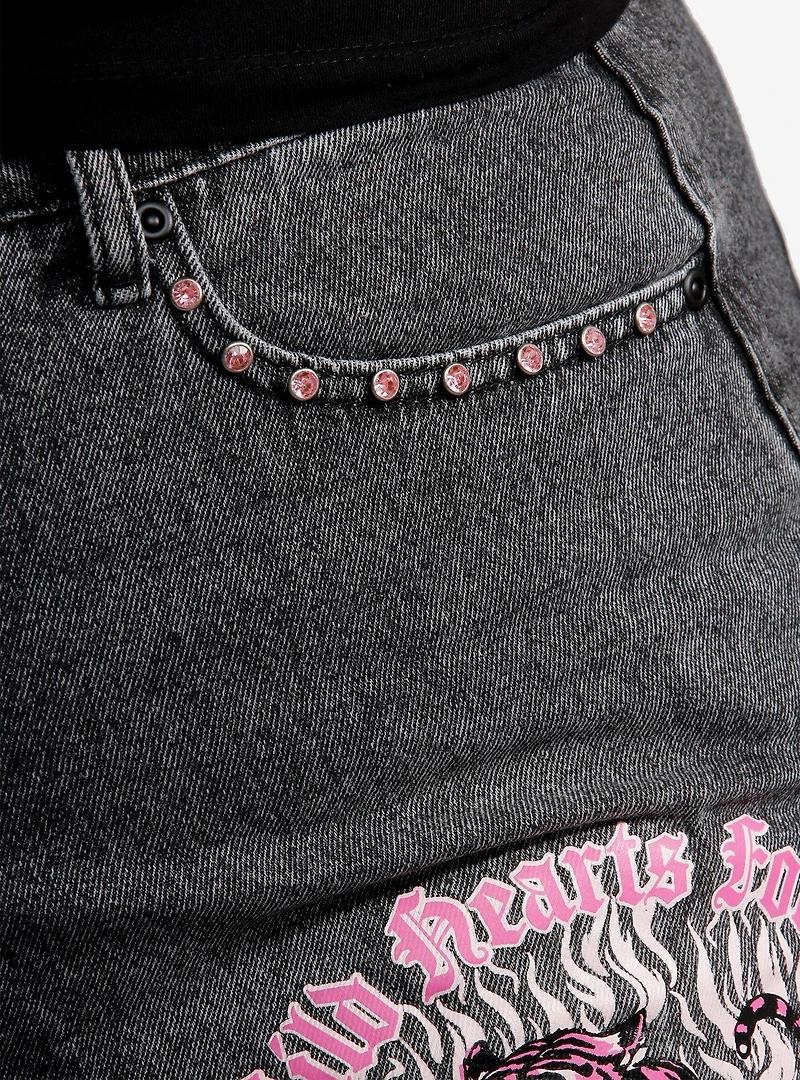 Sweet Society Pink Tiger Denim Mini Skirt Plus Size