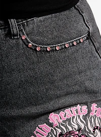 Sweet Society Pink Tiger Denim Mini Skirt Plus Size