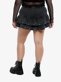 Social Collision Star Stud Ribbon Mini Skirt Plus Size