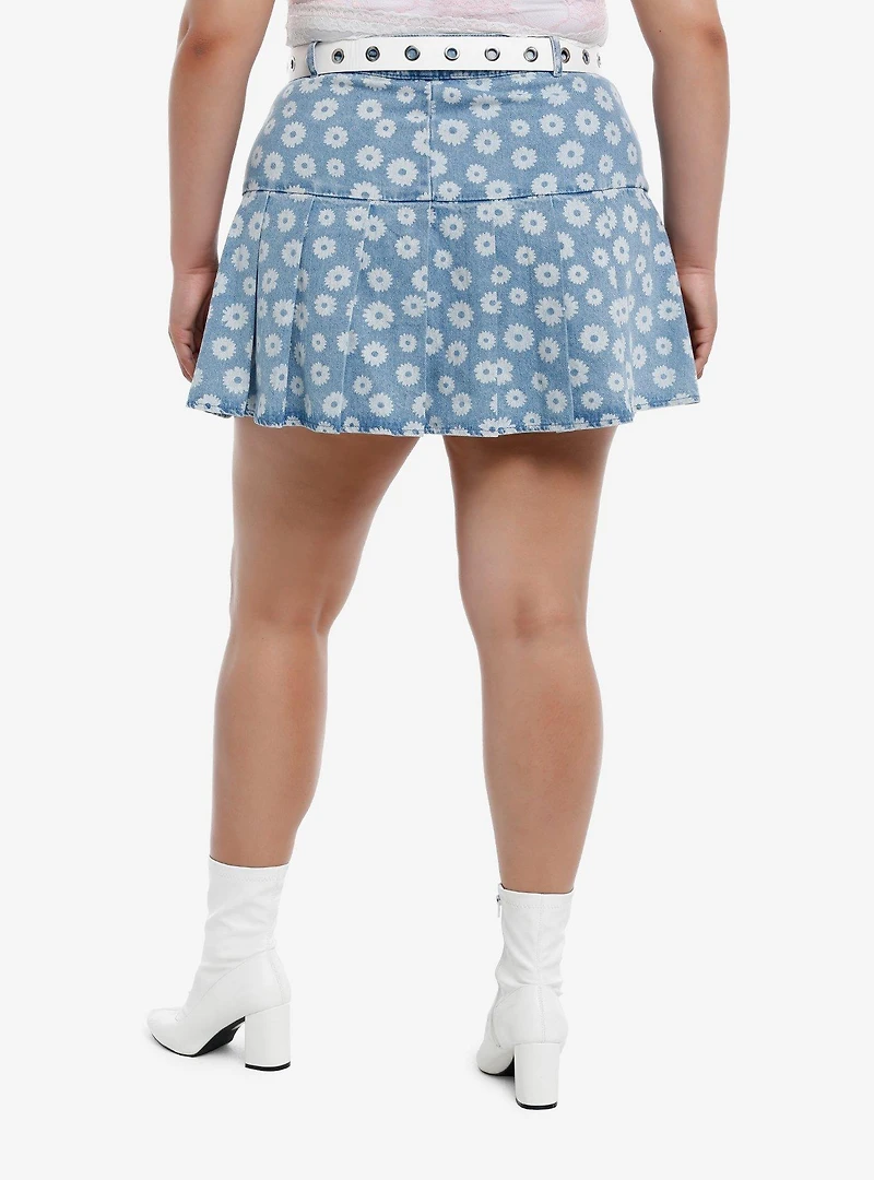 Sweet Society Daisy Heart Belt Denim Mini Skirt Plus Size