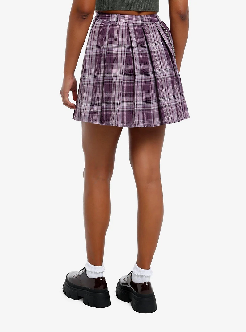Thorn & Fable Purple Plaid Pleated Skirt