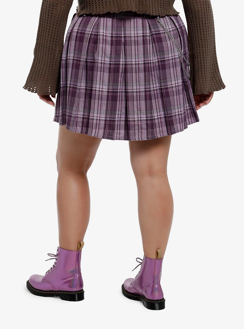 Thorn & Fable Purple Plaid Pleated Skirt Plus Size