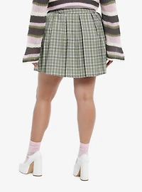 Sweet Society Sage Green Plaid Chain Skirt Plus Size