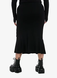 Social Collision Black Chain Slit Mermaid Midi Skirt Plus Size