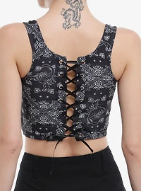 Cosmic Aura Gothic Western Bandana Lace-Up Girls Top