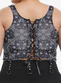 Cosmic Aura Gothic Western Bandana Lace-Up Girls Top Plus Size