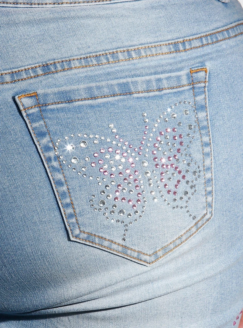 Sweet Society Pink Rhinestone Star Belt Low-Rise Jeans Plus Size