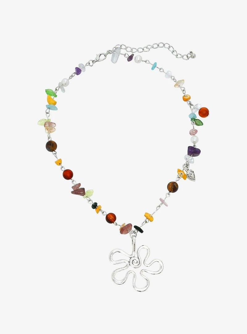 Thorn & Fable® Swirl Flower Stone Necklace