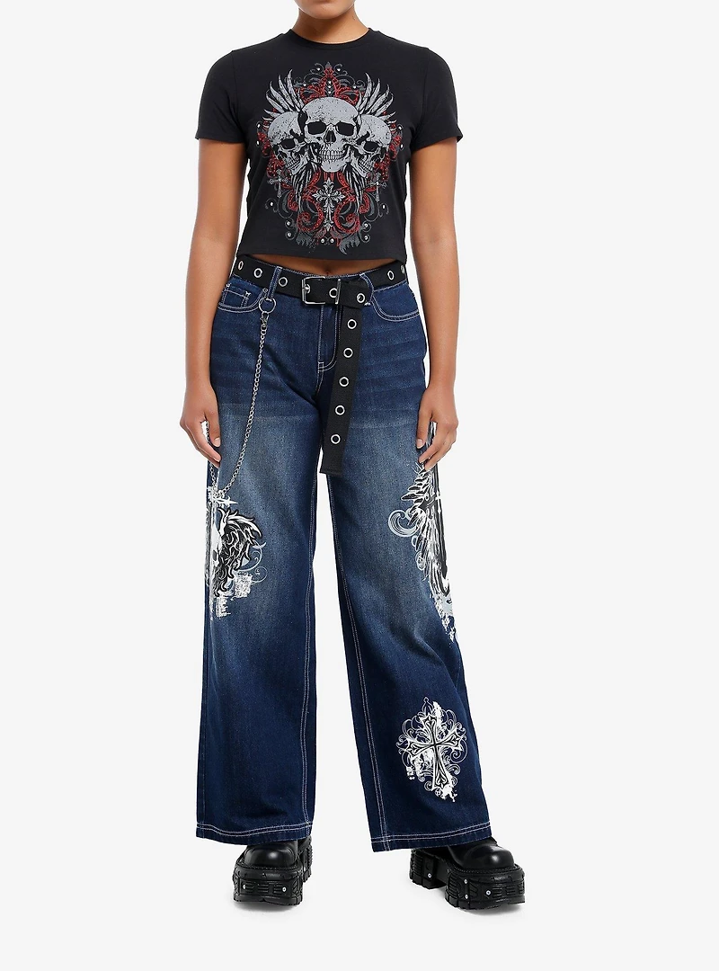 Social Collision Winged Skulls & Rhinestones Girls Baby T-Shirt