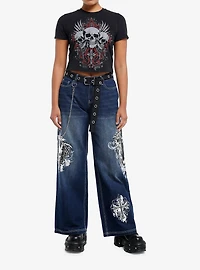 Social Collision Winged Skulls & Rhinestones Girls Baby T-Shirt