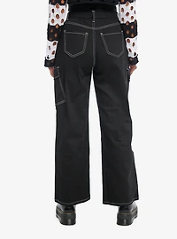 Black & White Contrast Stitch Cargo Pants