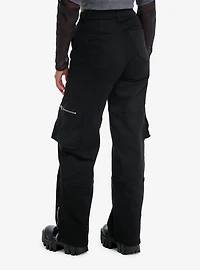 Black Denim Ankle Zip Girls Cargo Pants