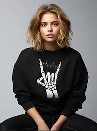 Metal Horns Skeleton Ugly Christmas Sweater