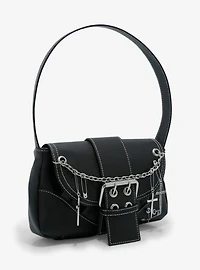 Safety Pin Cross Charm Shoulder Bag