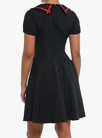 Black & Red Lace-Up Ribbon Skater Dress