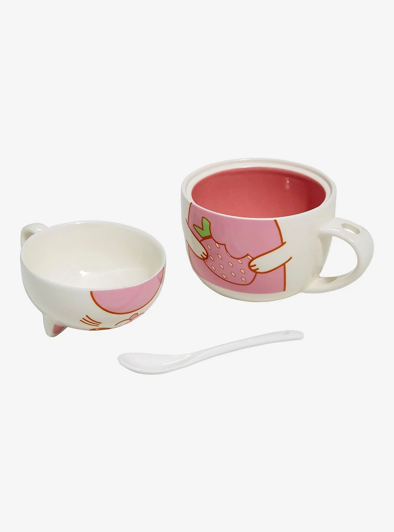 Strawberry Cat Stacking Mug & Spoon Set
