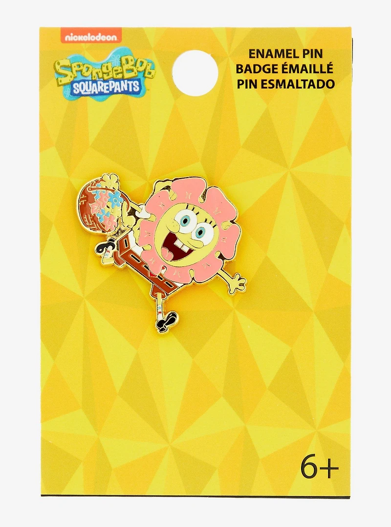 Loungefly SpongeBob SquarePants Skipping Floral Enamel Pin — BoxLunch Exclusive