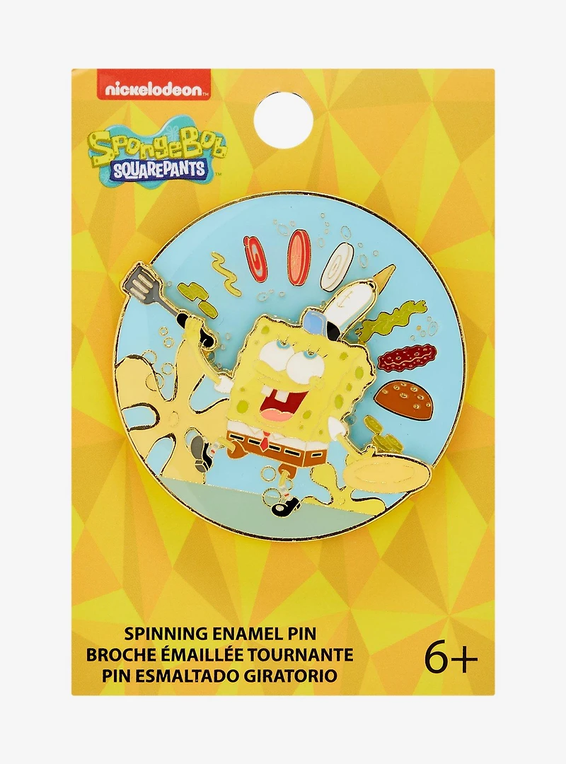SpongeBob SquarePants Krabby Patty Spinning Enamel Pin — BoxLunch Exclusive
