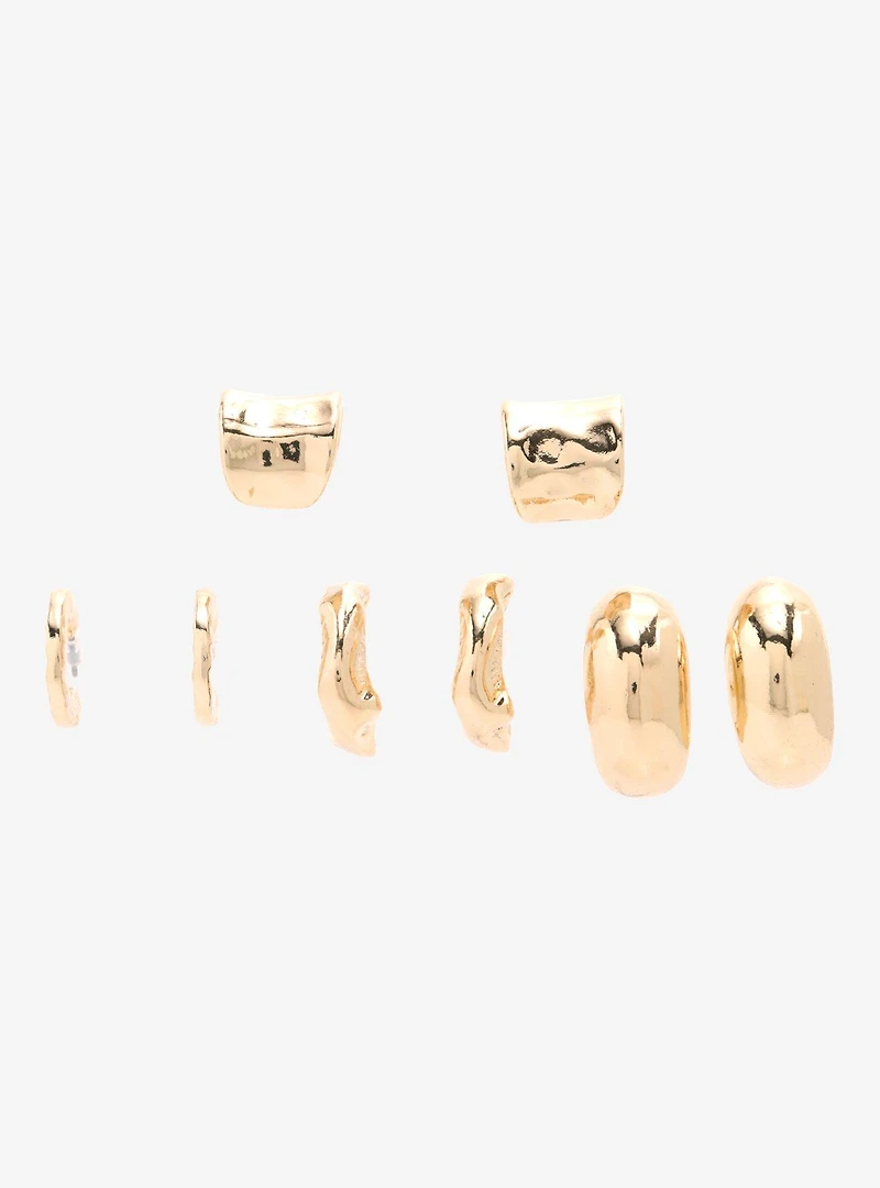 Gold Drippy Chunky Hoop Earring Set