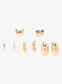 Gold Drippy Chunky Hoop Earring Set