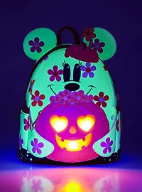 Loungefly Disney Minnie Mouse Floral Pumpkin Glow-in-the-Dark Light-Up Mini Backpack