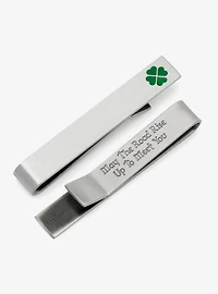 Green Clover Cufflinks and Tie Bar Set