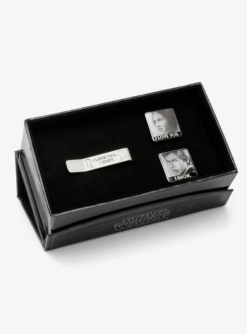 Star Wars "I Love You I Know" Cufflinks and Tie Bar Set
