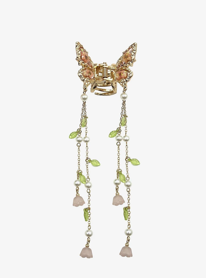 Thorn & Fable Butterfly Flower Chain Claw Hair Clip