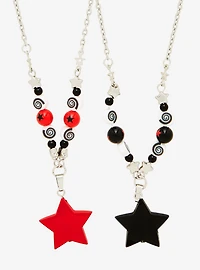 Social Collision Red & Black Star Swirl Best Friend Necklace Set